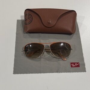 Ray-Ban Silver Frame Sunglasses with Brown Case cockpit style